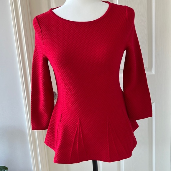 Hugo by Hugo Boss red stretch peplum sweater - Picture 1 of 6